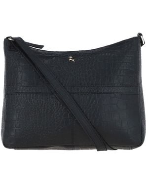 Ashwood Leather 'Simonetta' Croc Print Real Shoulder Bag - Black