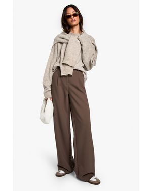 Boohoo Tall Essential Straight Leg Trouser - Grey