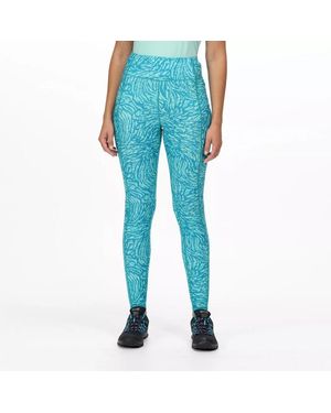 Regatta Ladies Holeen Ii Animal Print Leggings (Enamel) - Blue