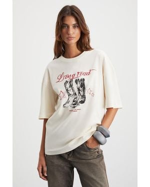 Grimelange Printed Crew Neck T-Shirt - White