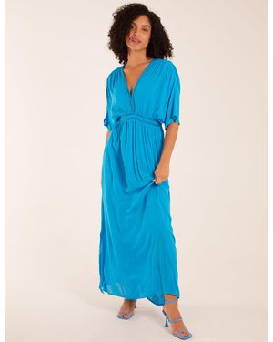 Blue Vanilla Rope Detail V Neck Maxi Dress - Blue