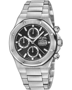 Gevril Kingsgate Chronograph Swiss Made Automatic Movement Eta 7750 Dial, Stainless Steel Satin Watch - Grey