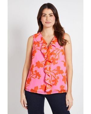 Wallis Floral Ruffle V Neck Cami Top - Red