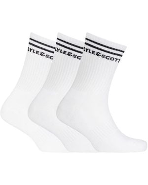 Lyle & Scott And 3 Pack Logo Long Socks - White