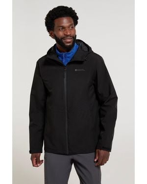 Mountain Warehouse 'Covert' Rain Jacket With Adjustable Hood Waterproof Coat - Black