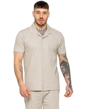 Enzo Korte Mouwen Piping Shirt - Wit