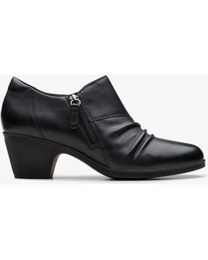 Clarks Emily2 Braley Leather Shoes - Black