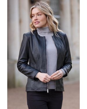 Ashwood Leather Real Casual Collarless Jacket - Blue