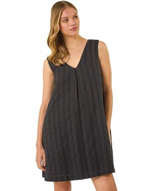 Roman Textured Short A-Line Dress - Black