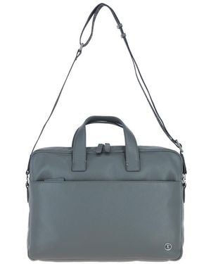Brampton London 'Commandeer' Real Leather Laptop Bag - Blue