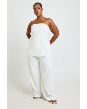 Boohoo Plus Button Detail Longline Tailored Bandeau - White