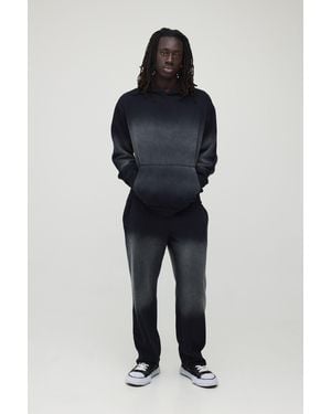 BoohooMAN Oversized Panel Wash Hooded Tracksuit - Blue