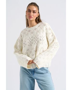 Urban Bliss Crew Neck Pointelle Jumper - White