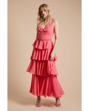 Oasis Tiered Chiffon Plait Strap Maxi Dress