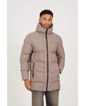 Brave Soul Longline Padded Hooded Jacket - Natural