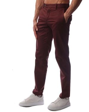 BOSS T Gee Solid Patterned Straight Trousers - Red