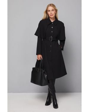 Wallis Petite Collarless Cape Coat - Black