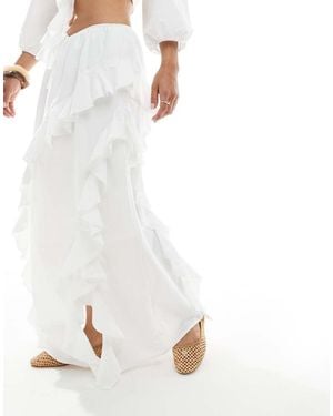 Miss Selfridge Frill Maxi Skirt Co-Ord - White