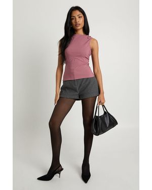 Boohoo Bengaline Top Underbust Seam With Velvet Bow Detail - Pink