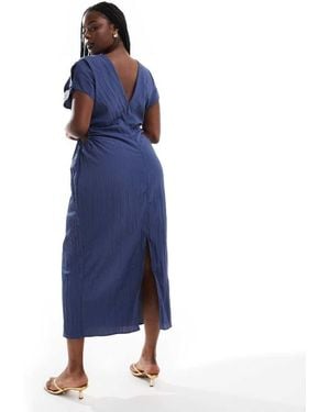 ASOS Design Split Cap Sleeve Cut Out Midi Dress - Blue