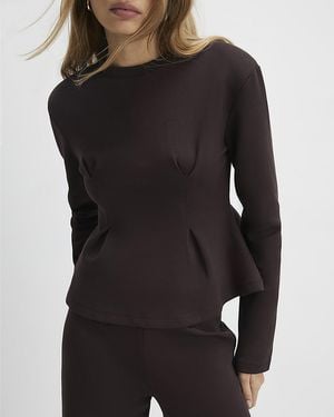 River Island Corset Detail Top Long Sleeve Cotton - Black