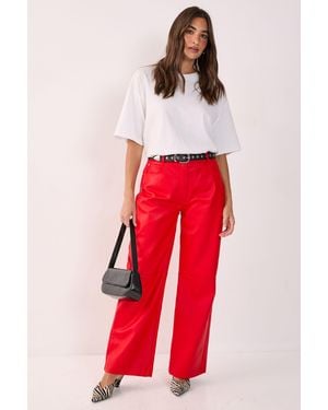 Nasty Gal Essentials Faux Leather Trouser - Red