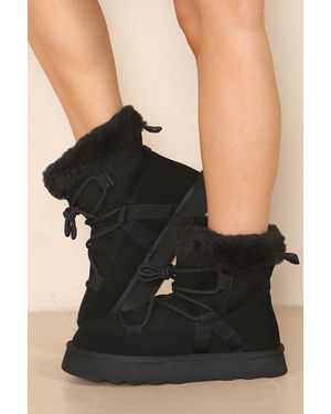 Where's That From Wheres 'Angie' Light Ankle Boots With Lace Detail - Black