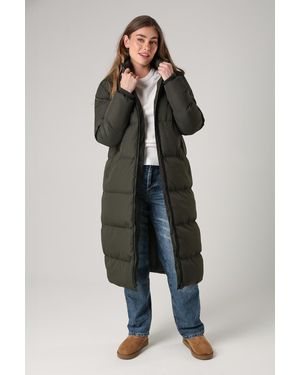 French Connection Longline Quilted Puffer Jacket With Hood - Green