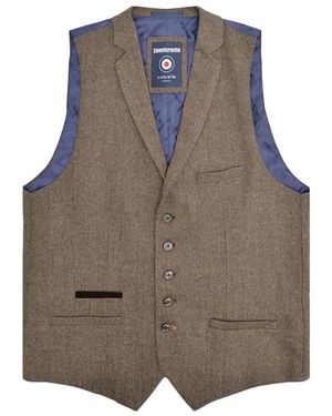 Lambretta Morgan Herringbone Waistcoat - Brown