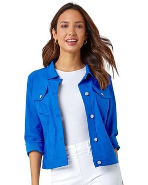 Roman Summer Stretchy Jacket Denim Style - Blue