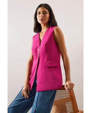 Wallis Three Button Pocket Detail Waistcoat - Pink