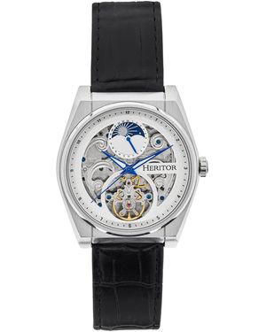 Heritor Daxton Semi Skeleton Watch - Black
