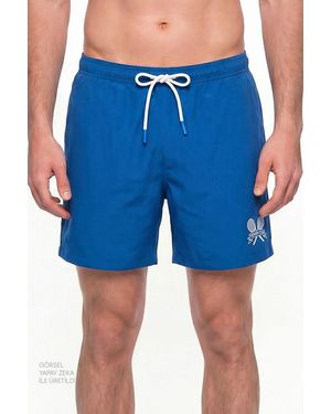 Penti Tennis Club Slogan Pattern Swim Shorts - Blue