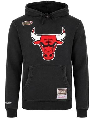 Mitchell & Ness Nba Chicago Bulls Logo Wordmark Hoodie - Grey