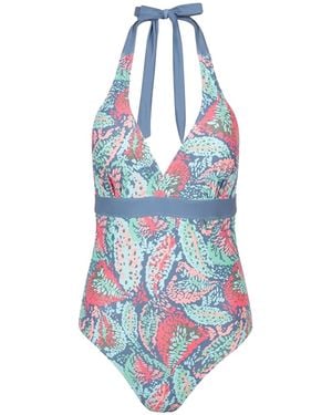 Mountain Warehouse Ladies Ocean Notion Patterned One Piece Swimsuit - Blue
