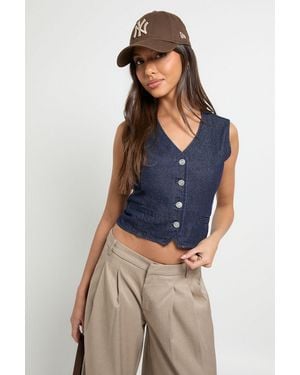 Boohoo Denim Waistcoat - Blue