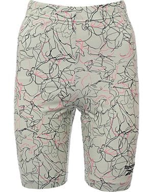 Reebok All Over Line Print Legging Shorts - Grey
