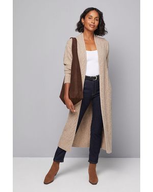 Wallis Longline Maxi Cable Cardigan - Grey