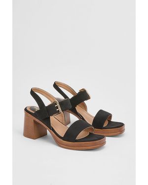 Good for the Sole Lessie Faux Suede High Block Heel Strap Sandals - Black