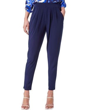Roman Elastic Waist Hareem Trousers - Blue