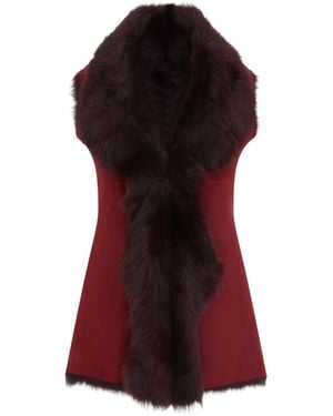 Infinity Leather Toscana Sheepskin Long Gilet-Sorocaba - Red