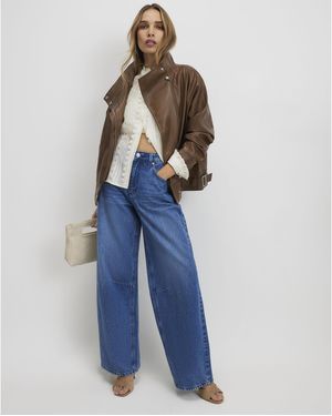 River Island Wide Leg Jeans Baggy Fit Cotton - Blue