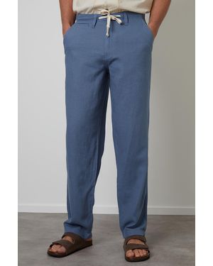 Threadbare 'Annual' Linen Blend Casual Trousers - Blue