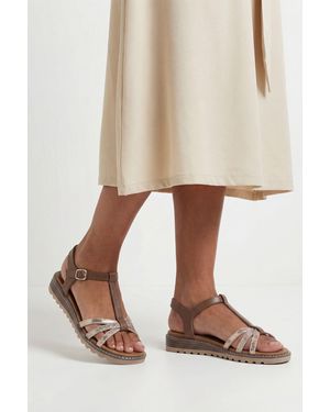 Good for the Sole Andie Faux Leather T-Bar Low Wedge Comfort Sandals - Natural