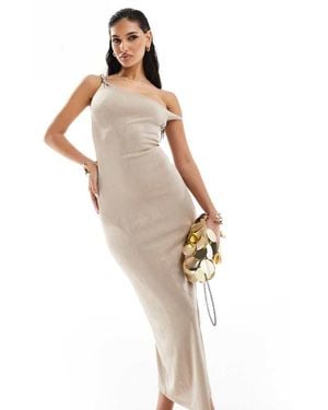Kaiia Exclusive Double Layered Slinky Off Shoulder Bodycon Midi Dress - White