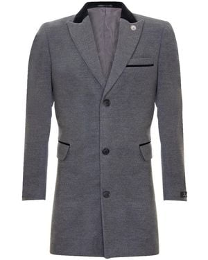 TruClothing 3/4 Long Crombie Overcoat Jacket Herringbone Tweed Coat Peaky Blinder - Grey