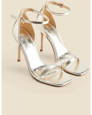 Sosandar Square Toe Barely There Sandals - Natural