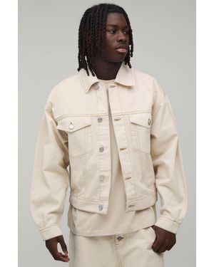 BoohooMAN Oversized Denim Co-Ord Jacket - Natural