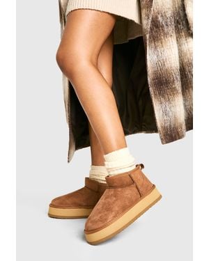 Boohoo Ultra Mini Platform Faux Fur Lined Boots - White