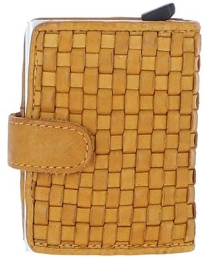 Ashwood Leather 'La Perfetto' Metal & Woven Card Wallet Case - Yellow